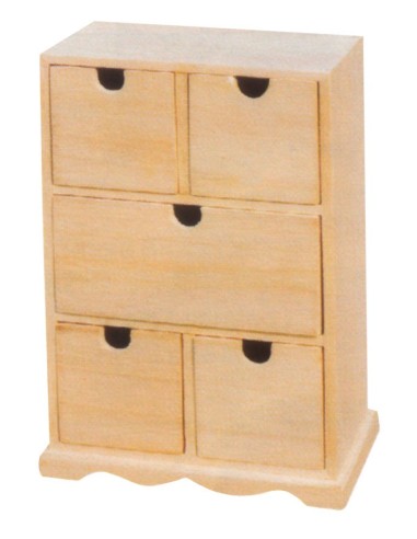 Mini cassettiera in legno 32x12,5x20 cm 5 cassetti