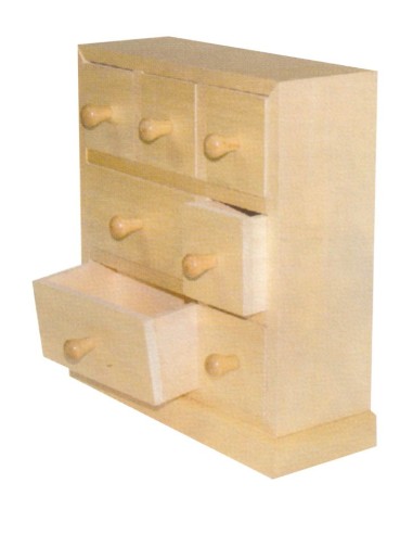 Mini cassettiera in legno 24,5x8,5x23 cm 7 cassetti