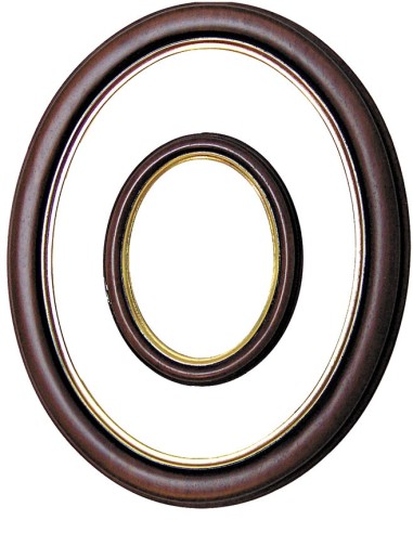Cornice ovale in legno, noce filo oro 7x9 cm