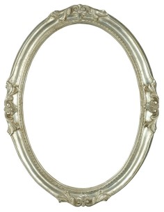 Cornice ovale in legno, "Francesina" argento, 50x70 cm.