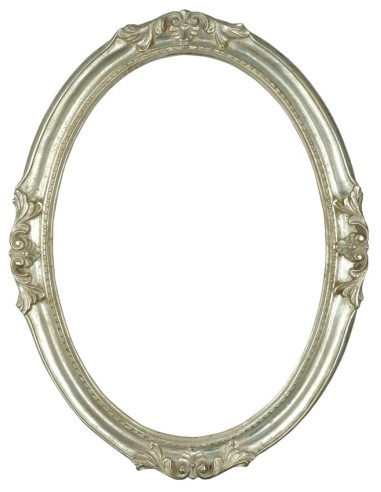 Cornice ovale in legno, "Francesina" argento, 50x70 cm.